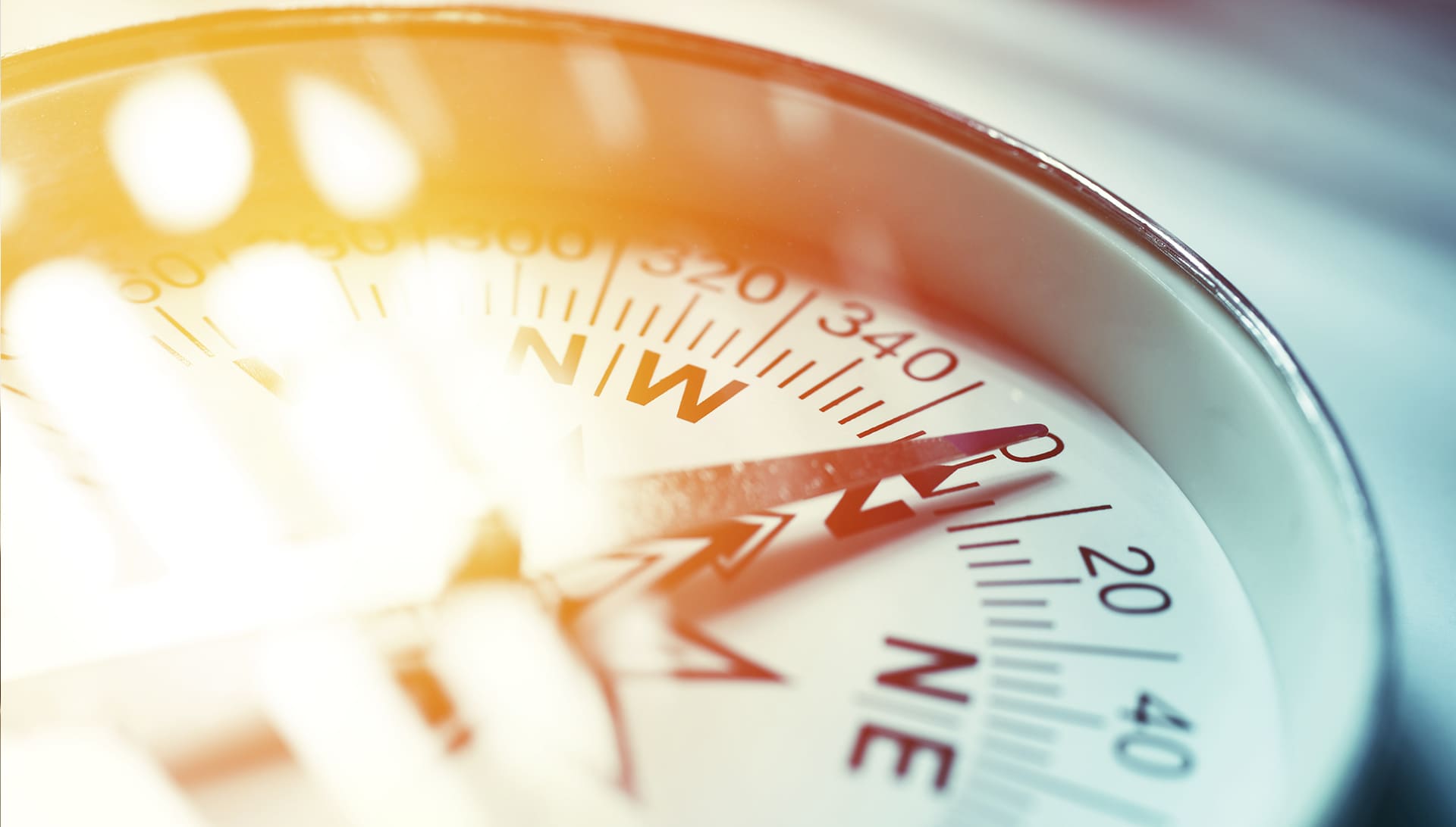 Compass with a direction facing north