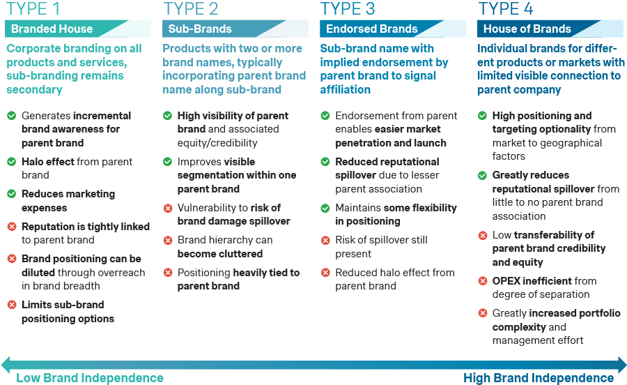 Types and stages of portfolio brand strategies