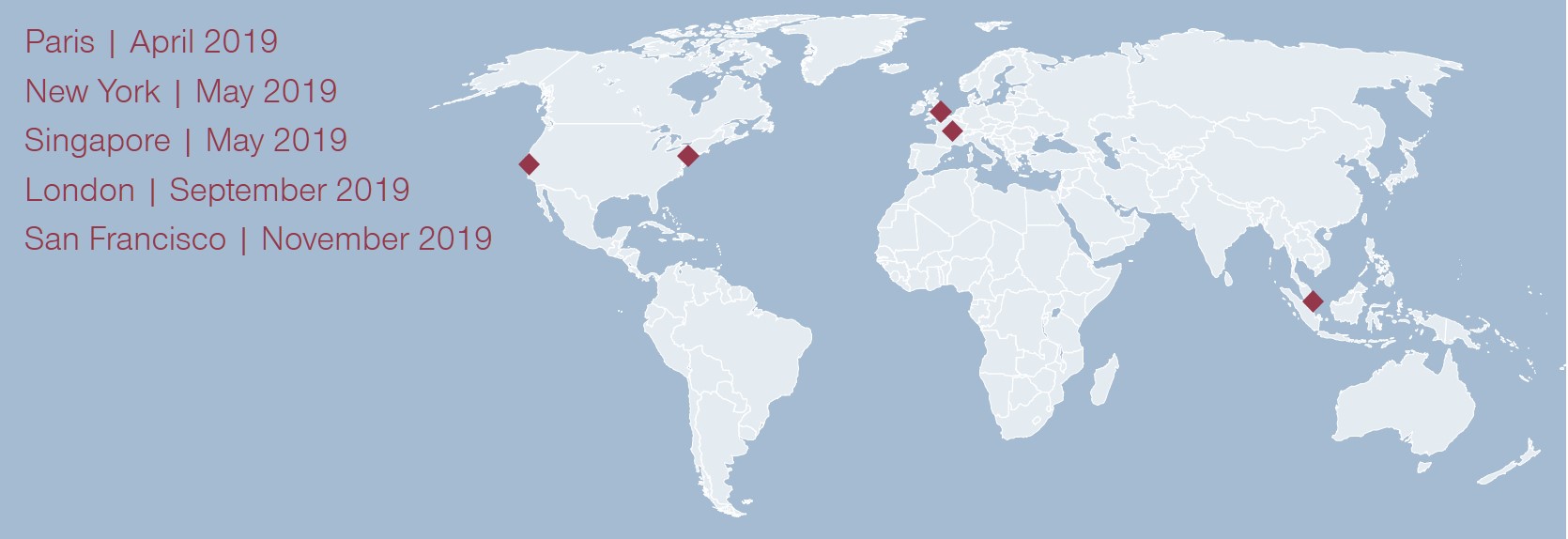 Locations and dates of our Private Equity Breakfast Series