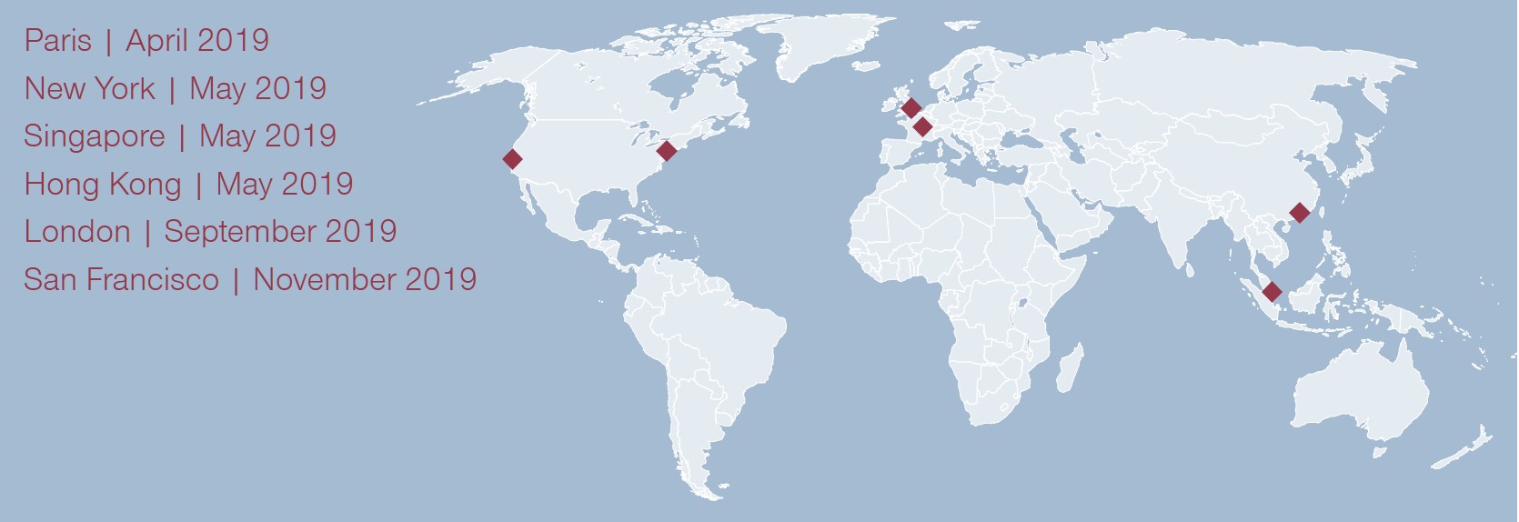 Dates and locations for the Private Equity Breakfast Series 2019