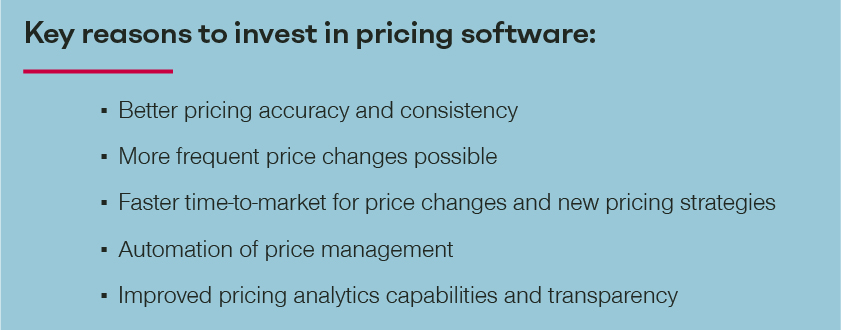Key reasons to invest in pricing software table