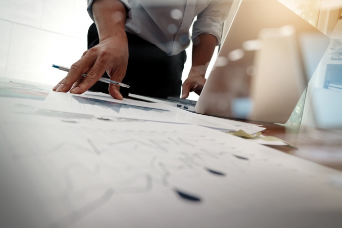 Business documents on office table