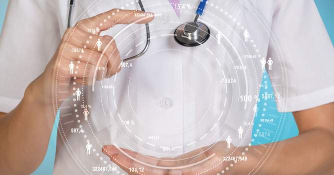 Doctor working with futuristic computer interface