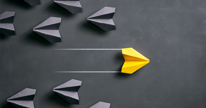 paper plane flying in different direction