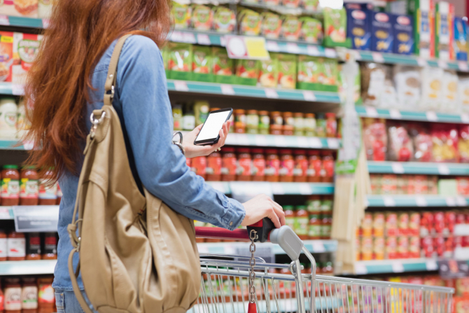 Woman shopping in supermarket