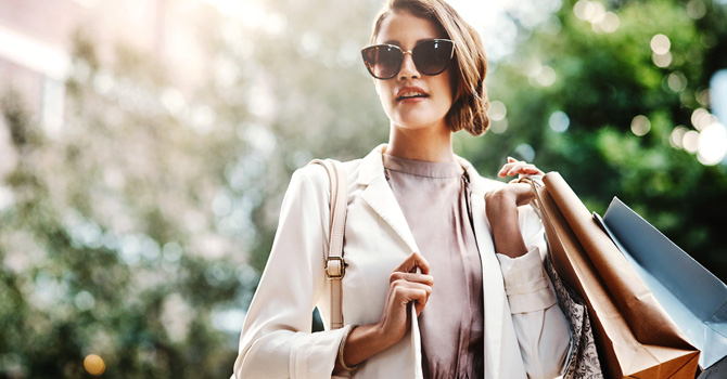 Woman carrying shopping bags