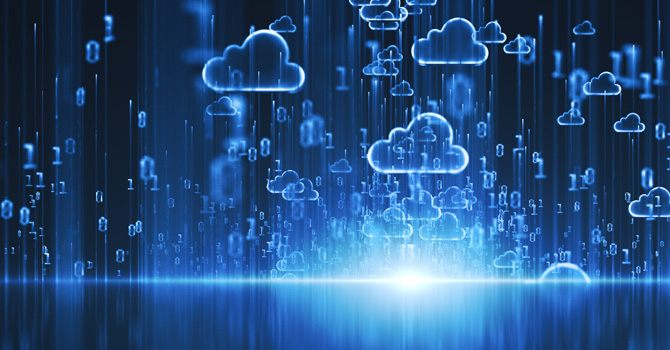 blue cloud icons on a dark blue background