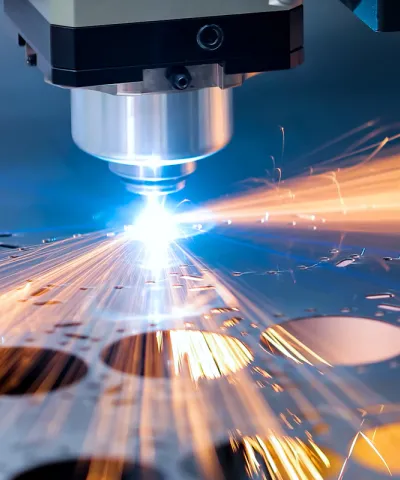 Banner of laser cutting holes in metal