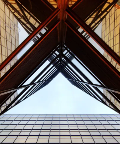 Cross section of two buildings from below as a metaphor for B2B pricing organizations