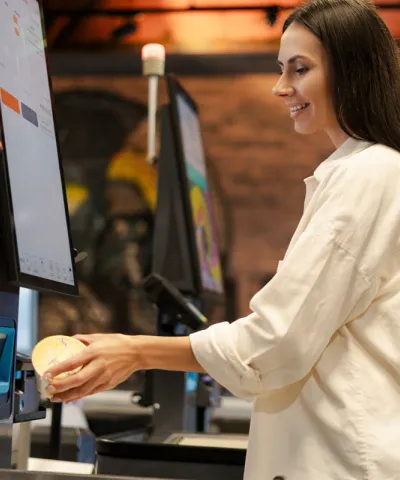 woman ordering on screen