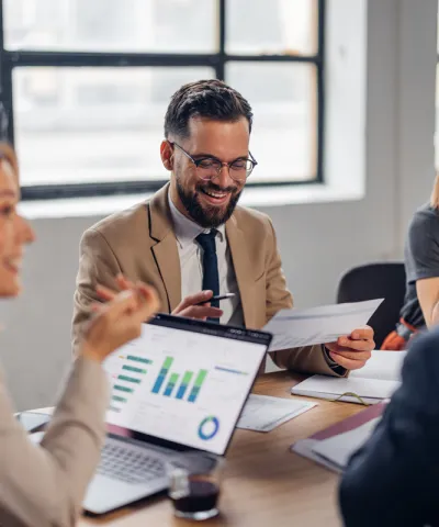 employees discussing performance