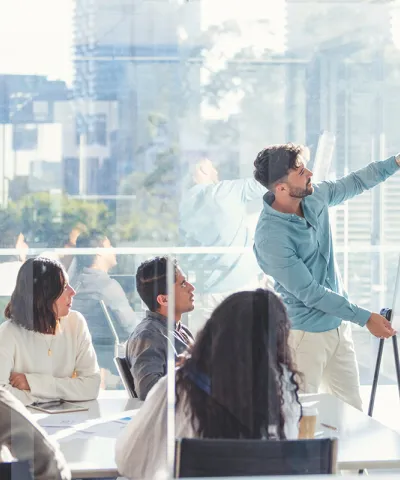 man explaining the sales model