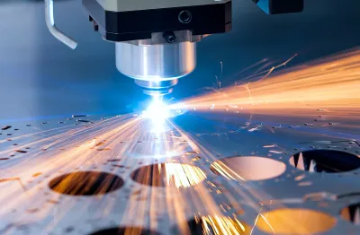 Banner of laser cutting holes in metal