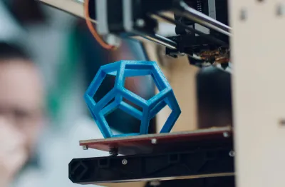 Close up of 3D printing a pentagonal prism