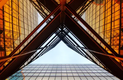 Cross section of two buildings from below as a metaphor for B2B pricing organizations