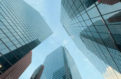 Cityscape, reminding readers of business and banking