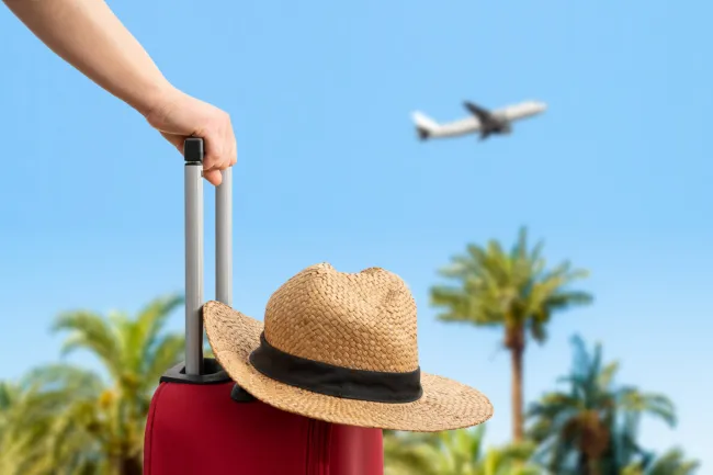 suitcase and hat