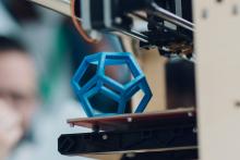 Close up of 3D printing a pentagonal prism