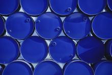 blue barrels stacked