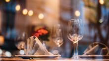 place settings and wine glasses