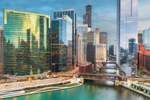 Chicago river and skyline