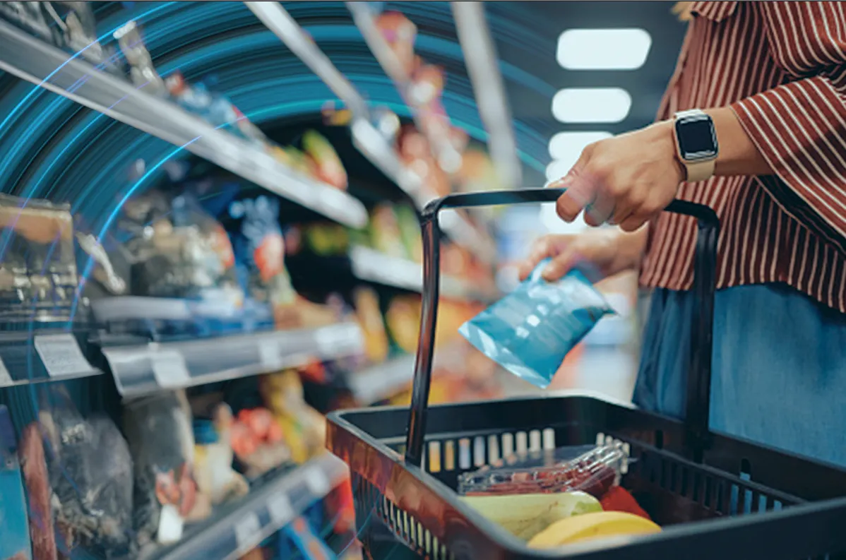 shopping basket with overlay