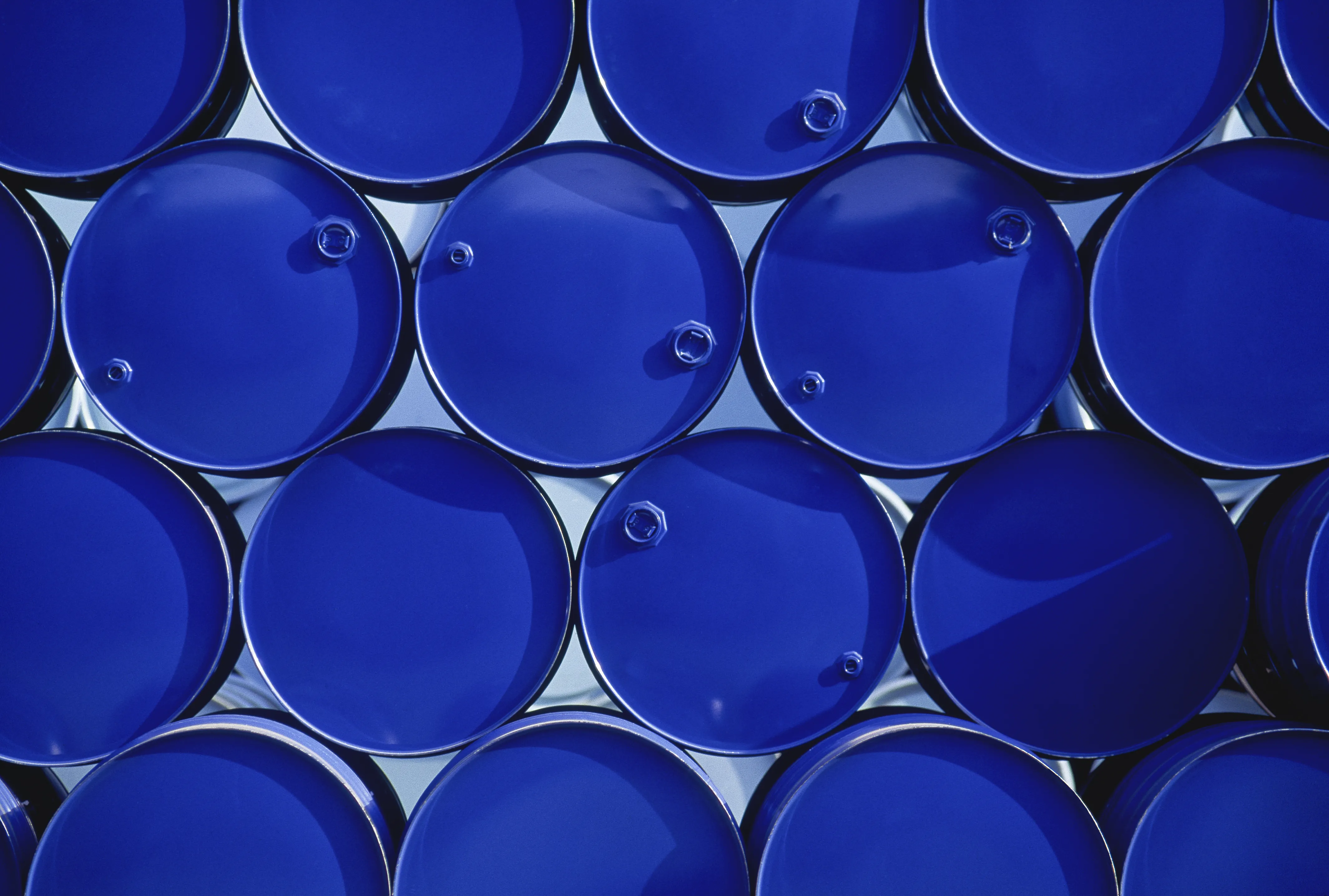 blue barrels stacked