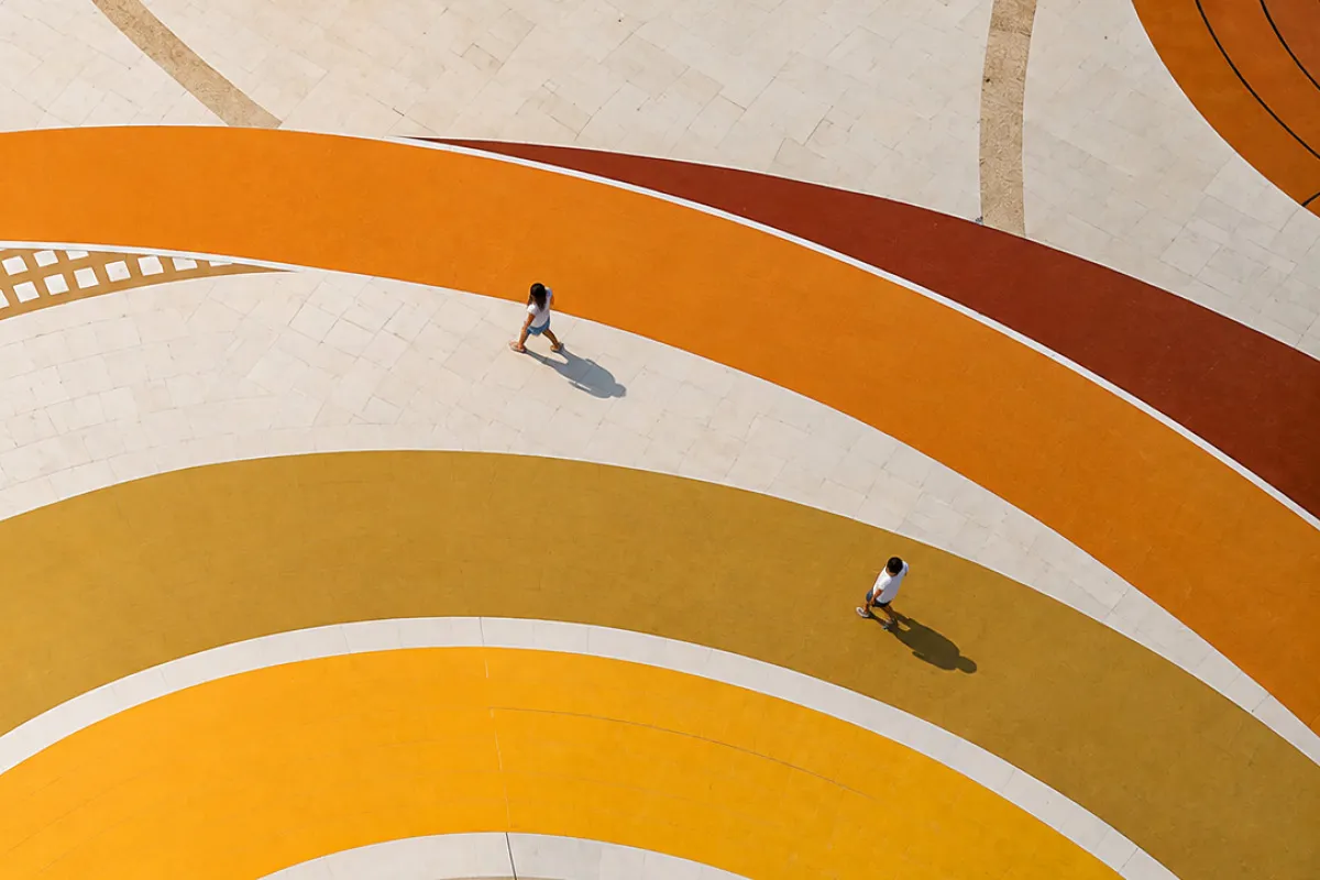people on top of mustard swirls