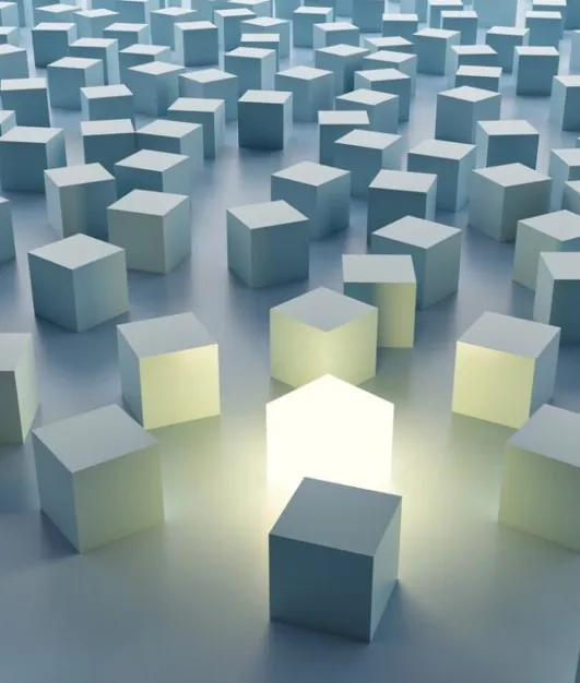 Blocks with one lit up